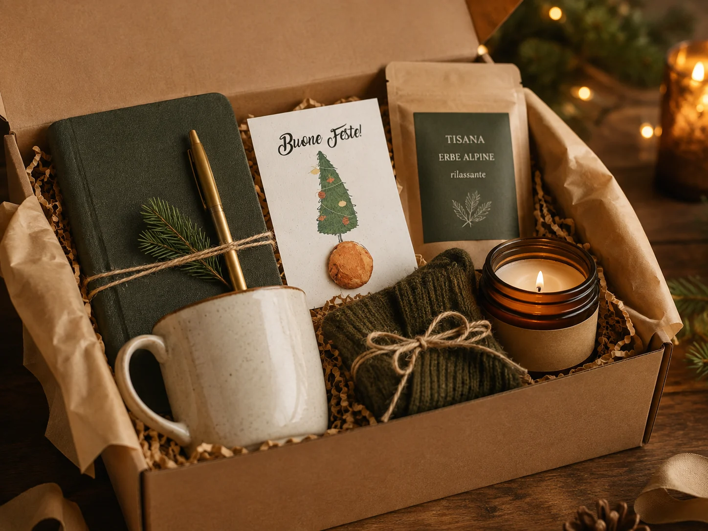 Blister con bomba di semi inserito in una gift box aziendale