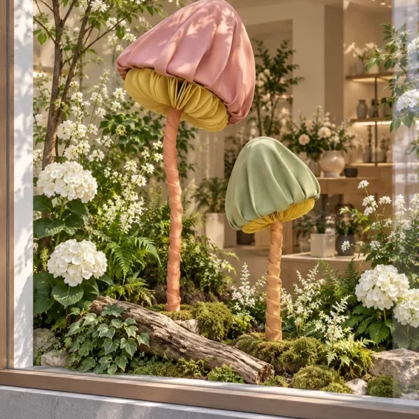 FUNGHIEVETRINE Funghi giganti decorativi per vetrina